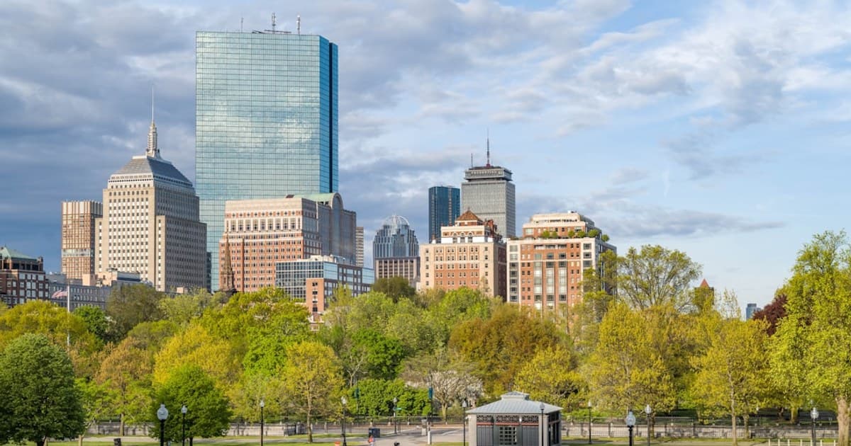 View to the Boston's Back Bay from Boston Common - Boston, Massachusetts